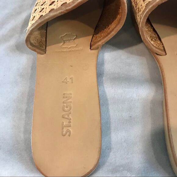 St. Agni brown/cream slip-on flat slides size 41 - Picture 3 of 4